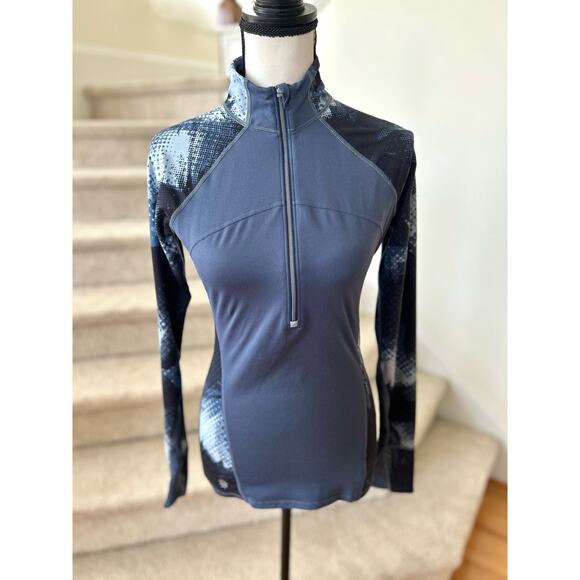 Athleta Running Wild 2.0 Electro Blue Quarter Zip Long Sleeve Jacket - Picture 2 of 7